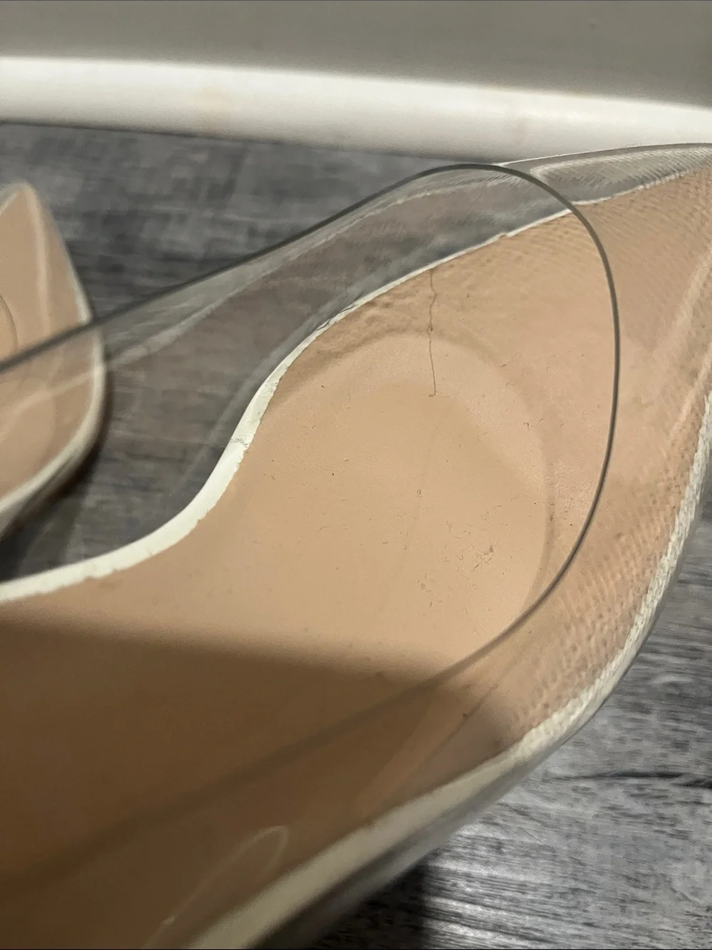 NWOB Clear Wedge Heel Pumps with Rhinestones Pointed Toe Transparent Wedge Heel